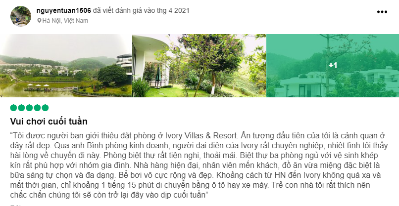 Ivory Villas & Resort - phản hồi khách hàng 3