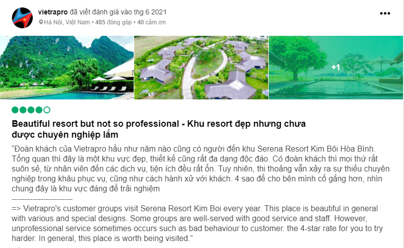 Serena Resort Kim Bôi Hòa Bình - feedback 2