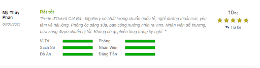 Review của du khách khi đến Perle D'Orient MGallery Cát Bà