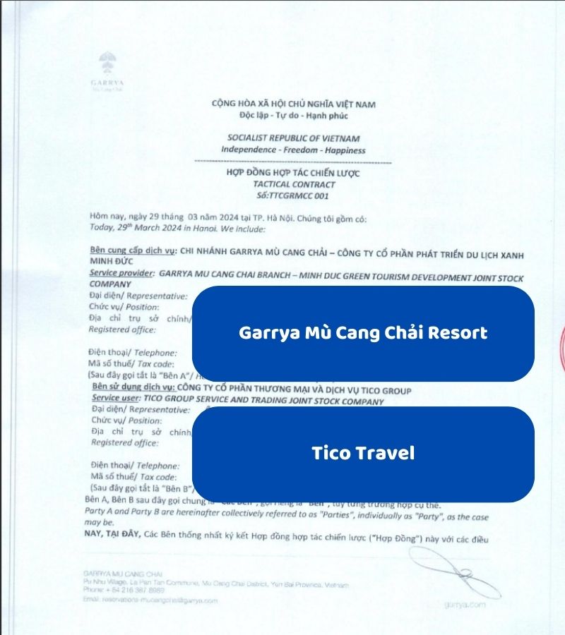 Le ky ket hop tac chien luoc giua Tico Travel va Le Champ Tu Le Resort Hot Spring Spa Garrya Mu Cang Chai Resort nam 2024 1